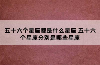 五十六个星座都是什么星座 五十六个星座分别是哪些星座